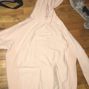 Supreme big logo hoodie peach